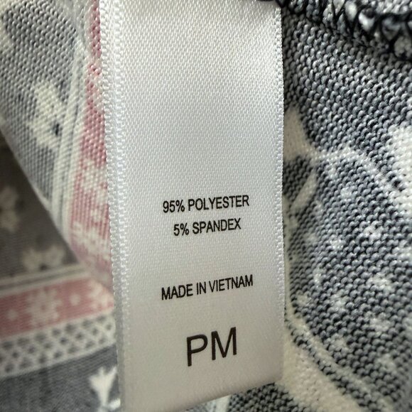 Cuddl Duds Fair Isle Lounge Top Medium Petite Black Penguins Long Sleeve Cozy PJ - Picture 8 of 8